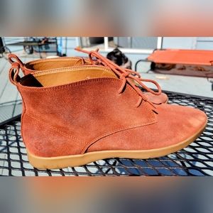 Lucky Brand Genuine Oiled Suede Leather Flat Lace-Up Ankle Booties